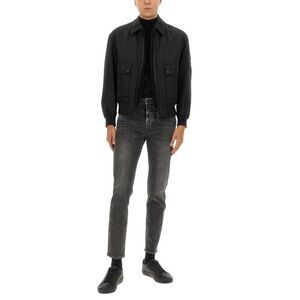 BOSS Men's Bomber Jacket with Zip and Chest Pockets Men BLACK Outerwear